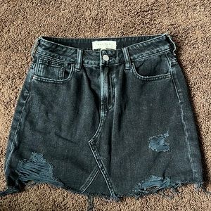 Black denim skirt